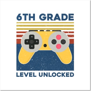 Kids 6th Grade Level Unlocked Back To School Video Gamer Posters and Art